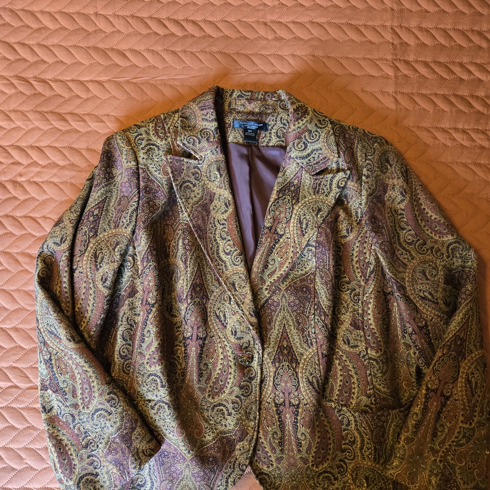 August Silk Paisley Blazer in Purple and Gold